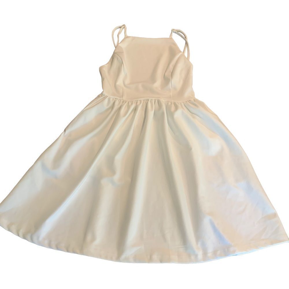 Fancyinn Women’s White Spaghetti Strap Mini Backless Party Dress XS